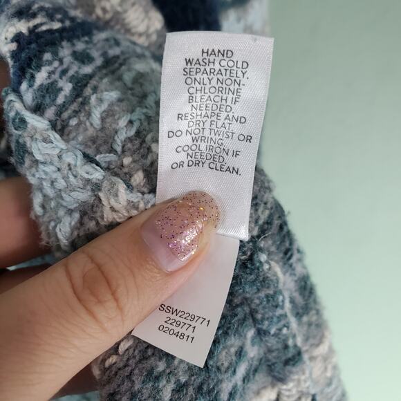 J. Jill Fair Isle Grandma Core Blue Multicolor Longline Open Front Cardigan XL - Picture 5 of 5